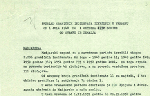  граничних инцидената који су се догодили у периоду 1. јул 1948 – 1. јул 1952. од стране земаља ИБ, крај 1952